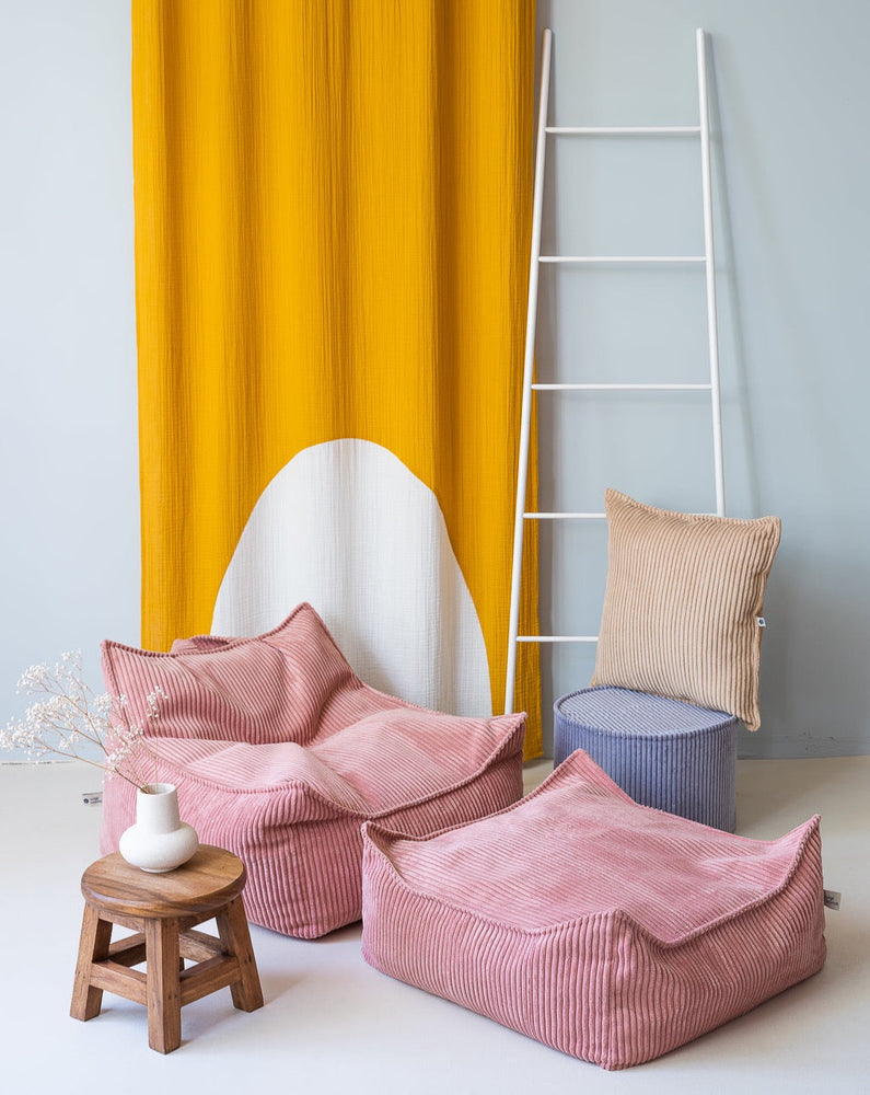 Pouf carré velours Rose